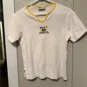 Vintage White T-Shirt with Yellow Trim